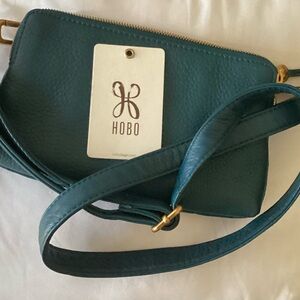 Hobo teal leather versatile bag